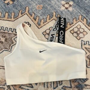 Nike white One-Shoulder Sports Bra